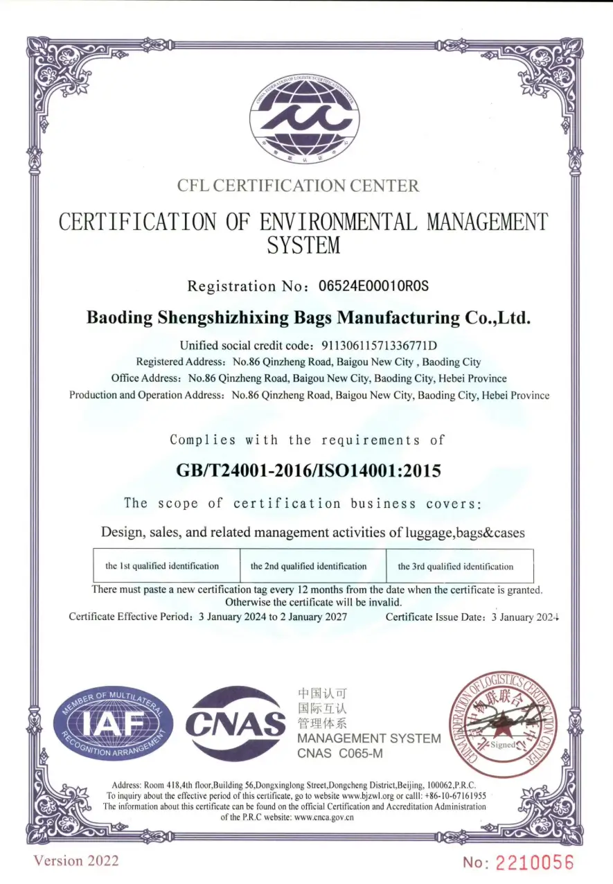 ISO14001 certificate