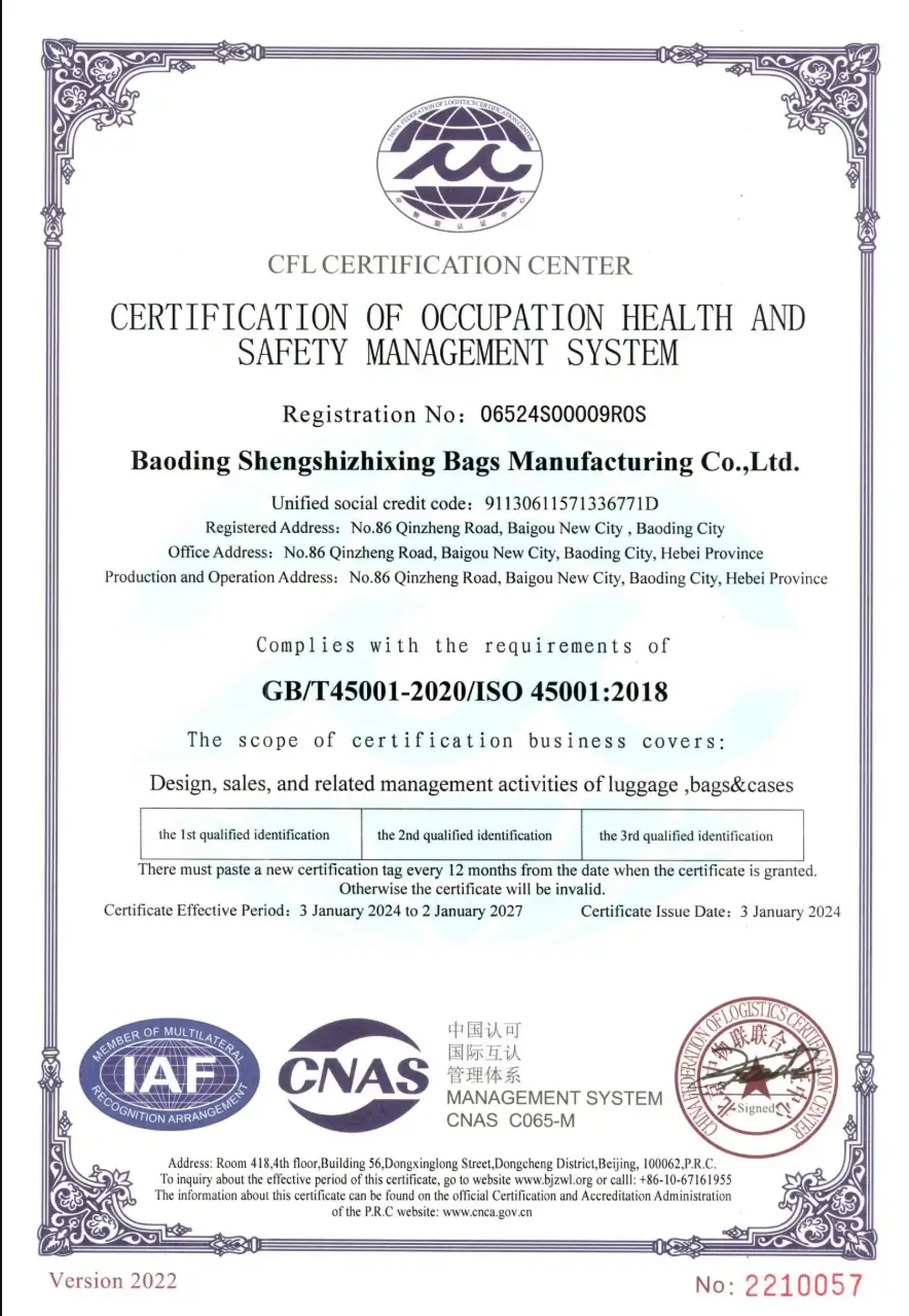 ISO45001 certificate